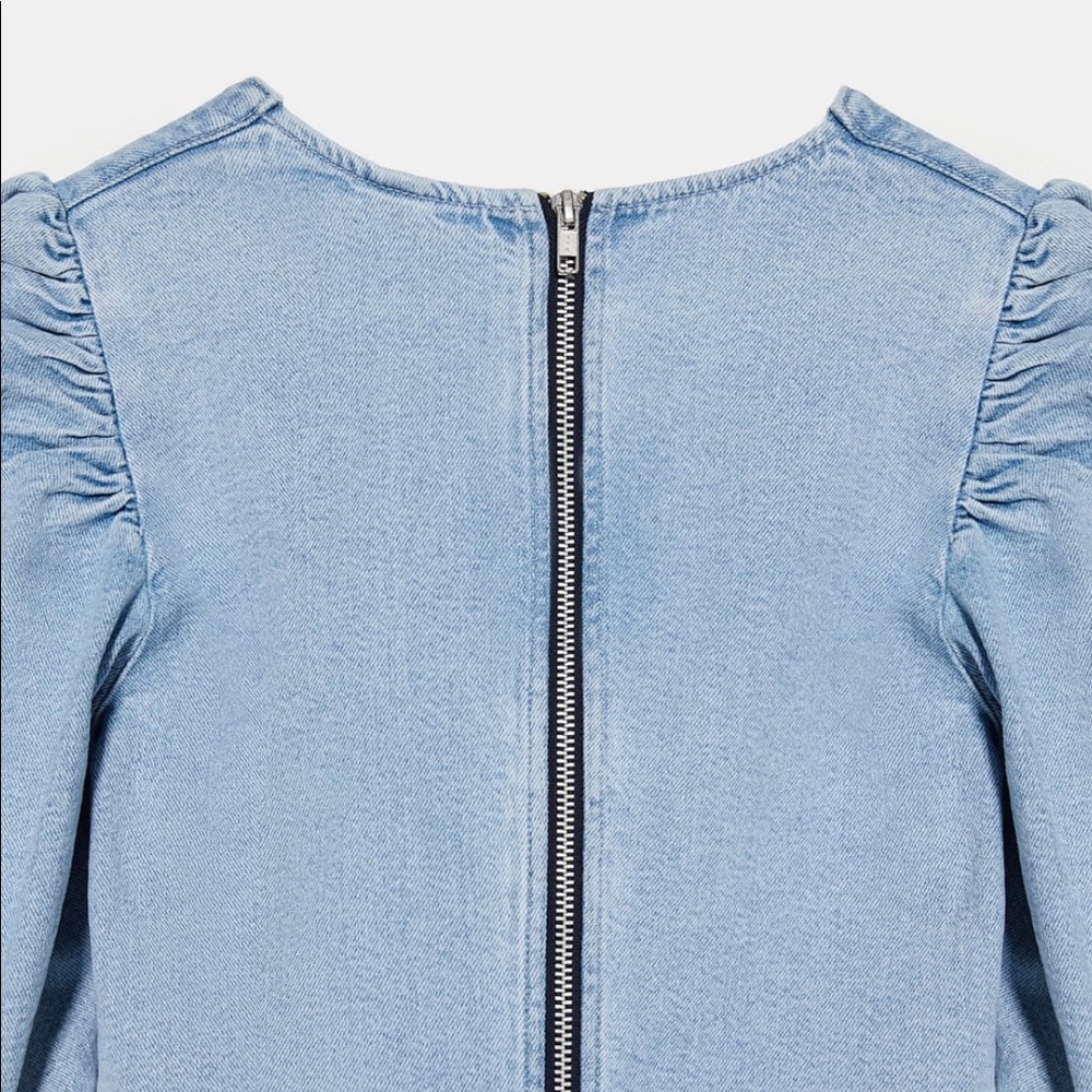 ZARA BNWT Denim Dress with Balloon Sleeves - Picture 10 of 11